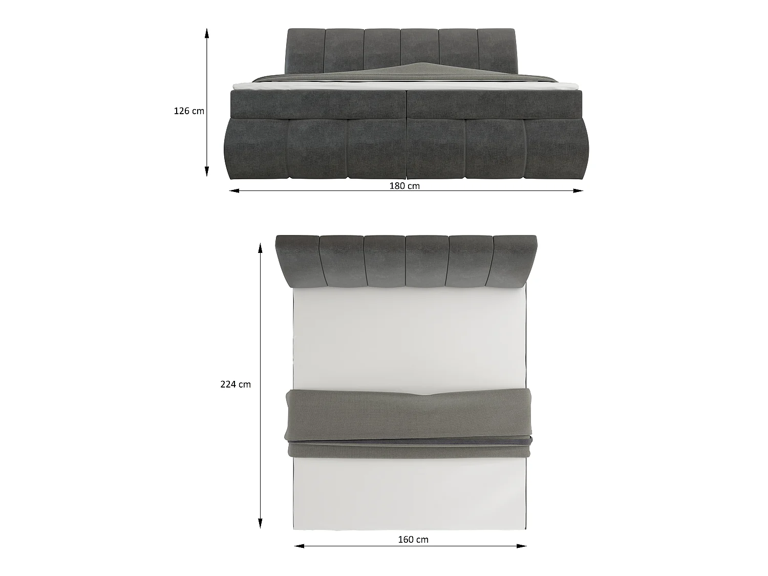 Box Spring Letto Florence M (160x200)/Tessuto-Blu