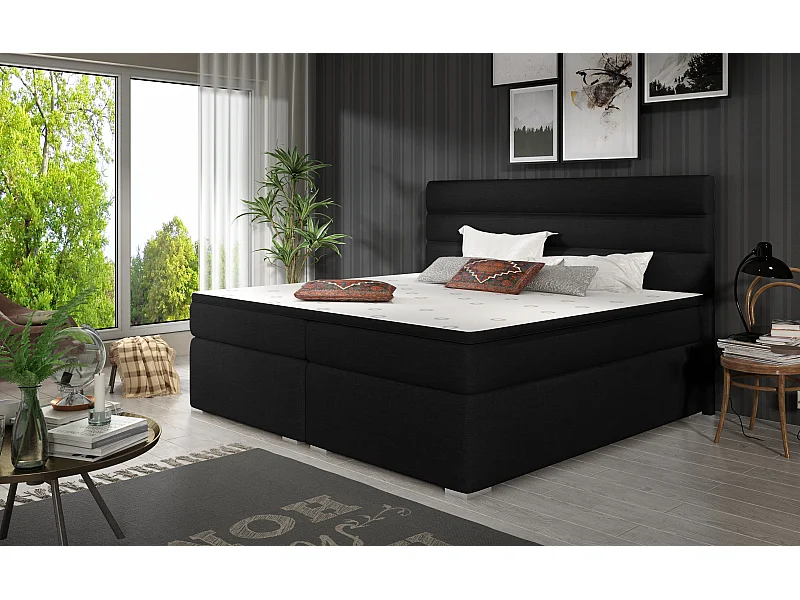 Box Spring Letto Boxeo M (160x200)/Tessuto-Nero