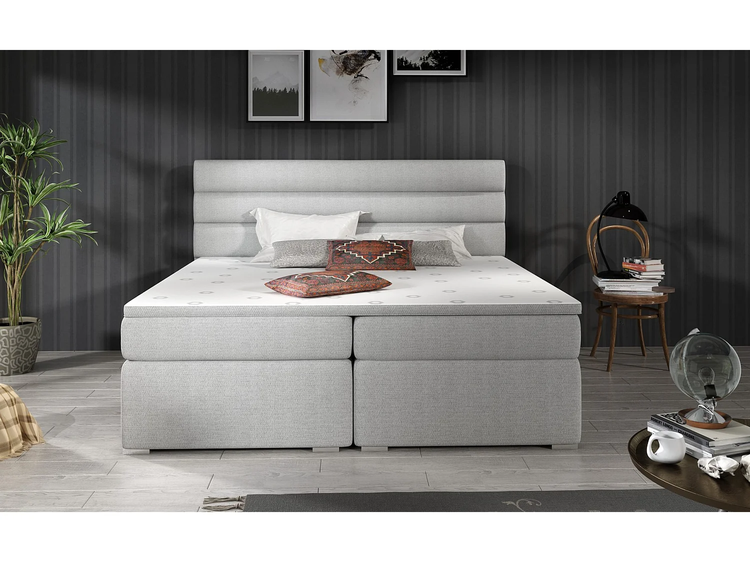 Box Spring Letto Boxeo S (140x200)/Tessuto-Bianco