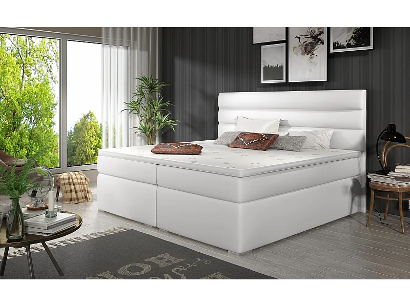 Box Spring Letto Boxeo S (140x200)/Tessuto-Bianco