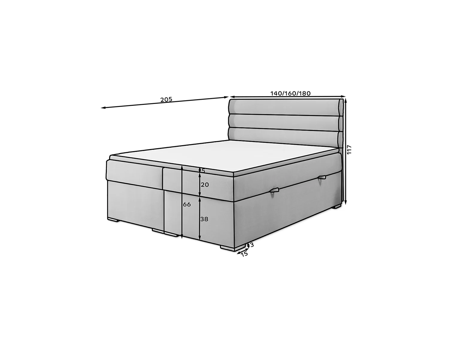 Boxspringbett Boxeo M (160x200)/Stoff-Gelb