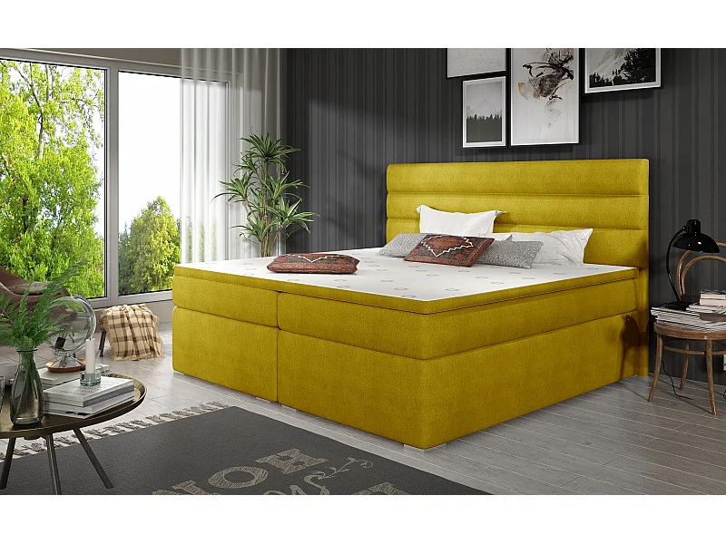 Box Spring Letto Boxeo M (160x200)/Tessuto-Giallo