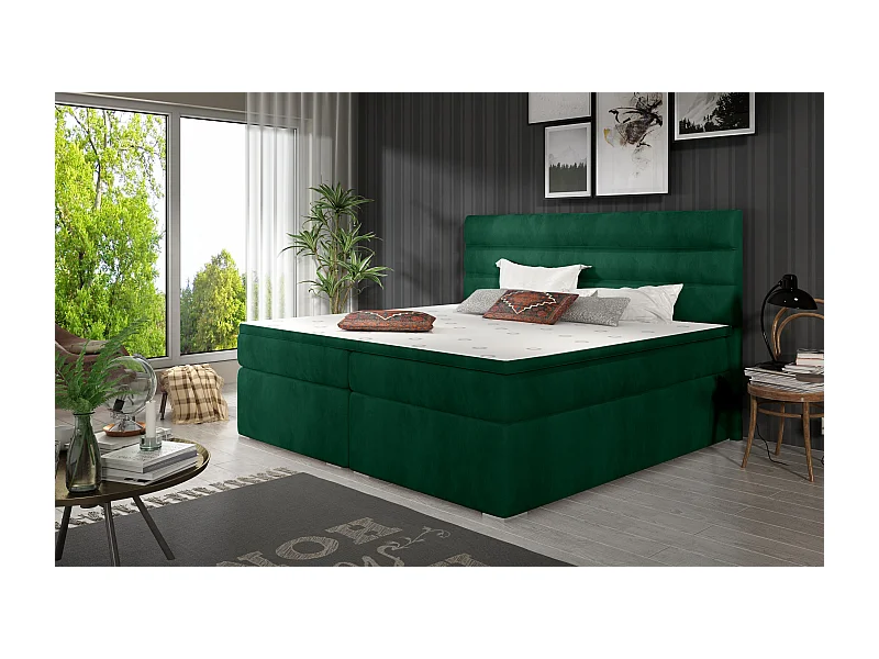 Box Spring Letto Boxeo L (180x200)/Tessuto-Verde