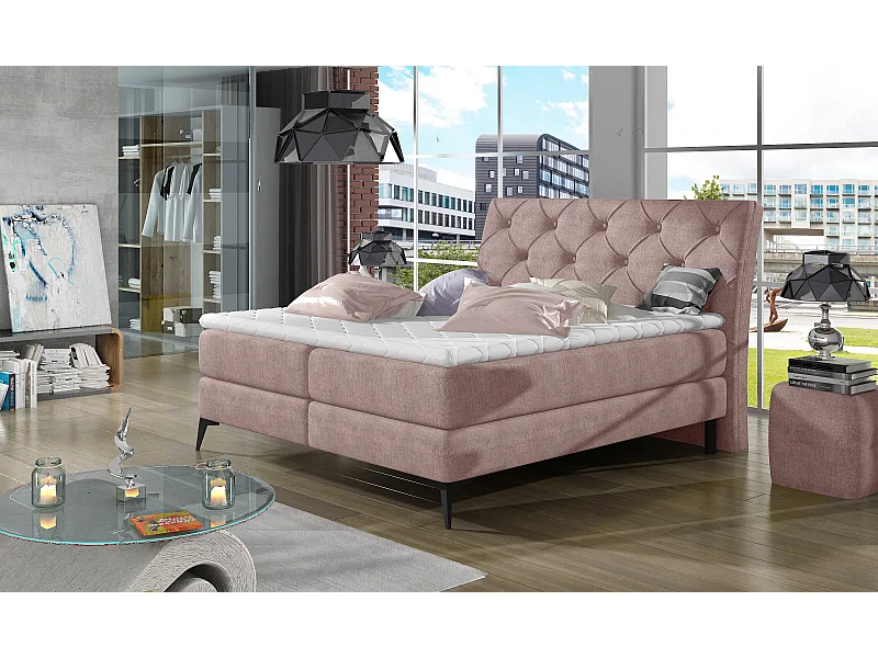 Boxspringbett Mudryc M (160x200)/Stoff-Rose