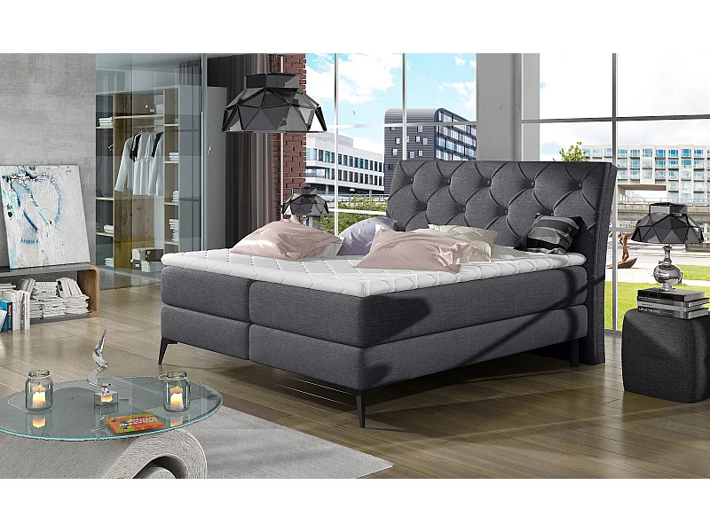 Box Spring Letto Mudryc M (160x200)/Tessuto-Grigio