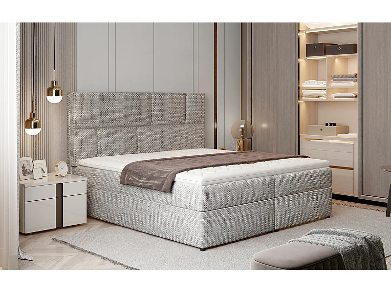 Box Spring Lit Limbardo M (160x200)/Tissu-Gris