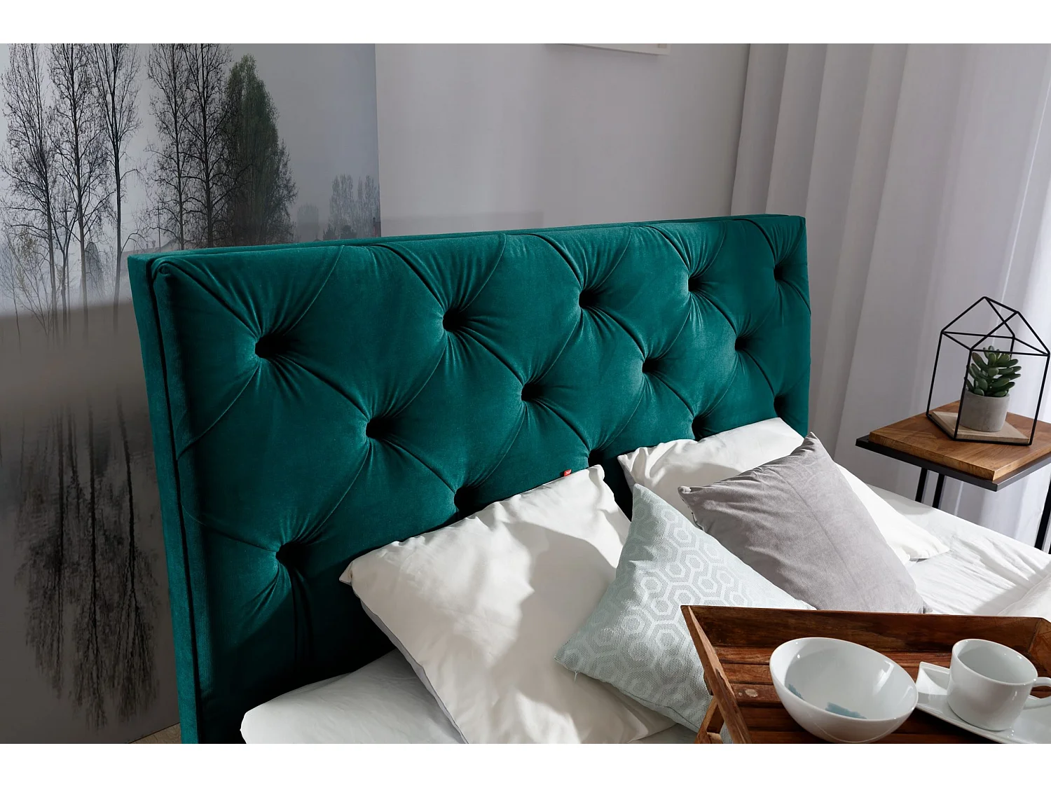 Box Spring Letto Mudryc L (180x200)/Tessuto-Verde