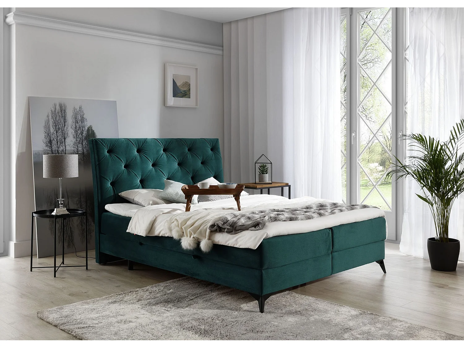 Boxspringbed Mudryc L (180x200)/Stof-Groen