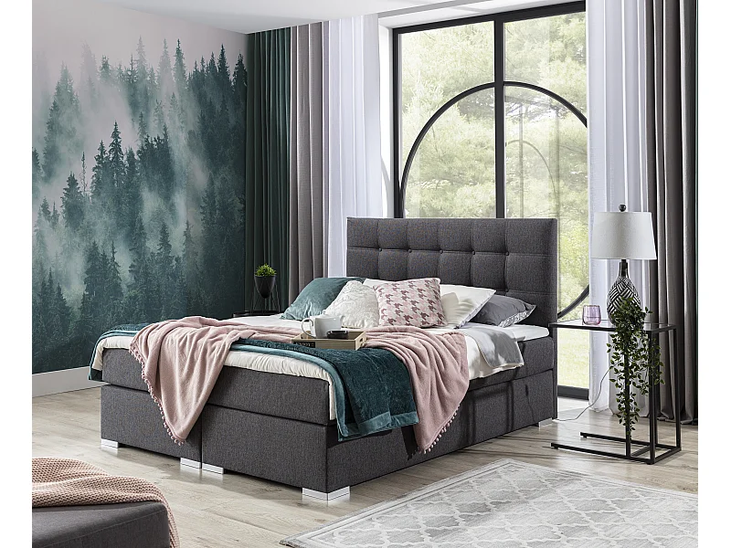 Box Spring Letto Zoe S (140x200)/Tessuto-Grigio