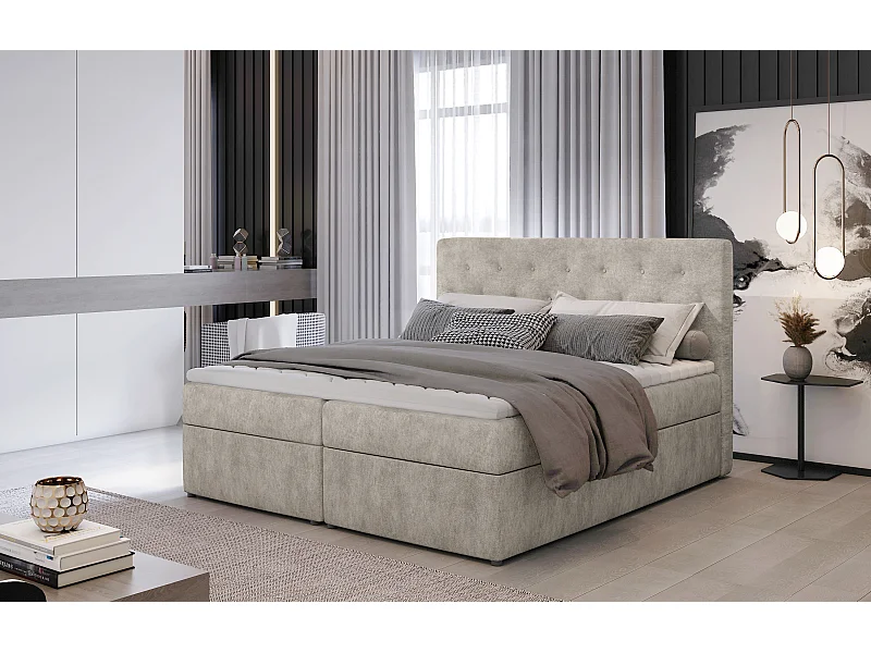 Box Spring Letto Christine S (140x200)/Tessuto-Beige