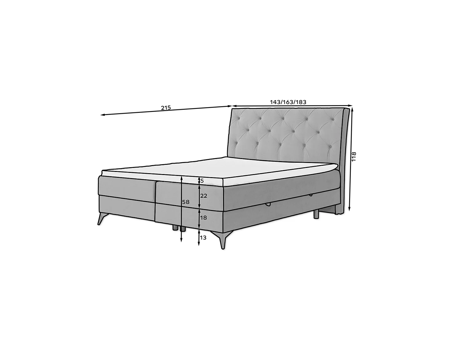 Box Spring Letto Mudryc L (180x200)/Tessuto-Rosa