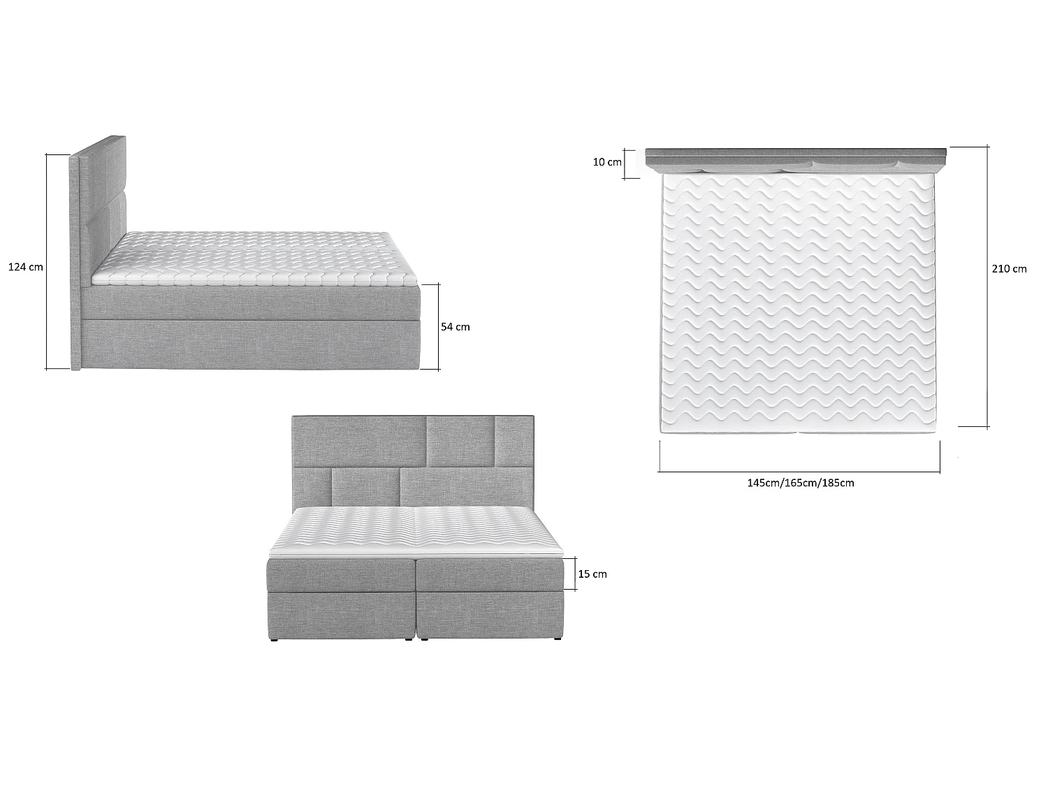 Boxspringbett Limbardo M (160x200)/Stoff-Gelb