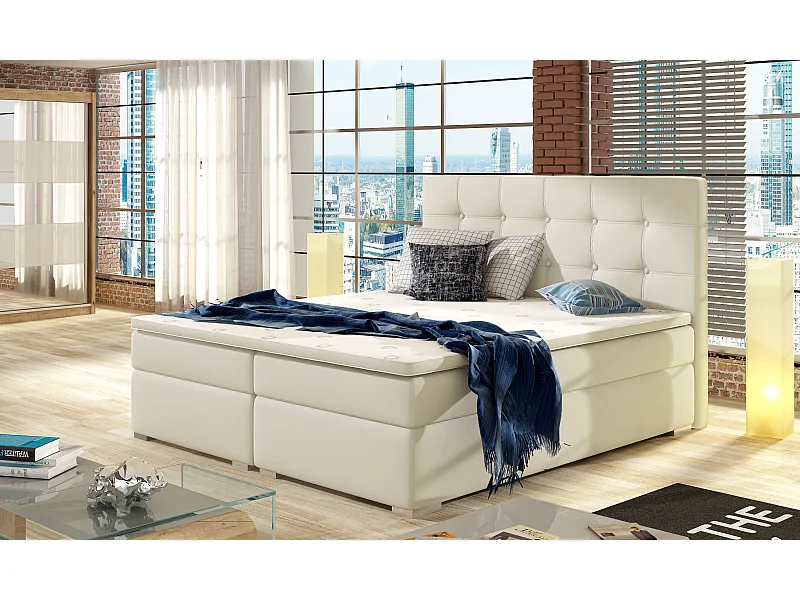 Box Spring Letto Zoe S (140x200)/Tessuto-Beige