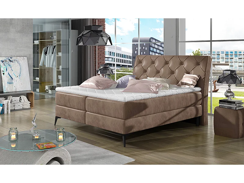 Boxspringbett Mudryc S (140x200)/Stoff-Braun