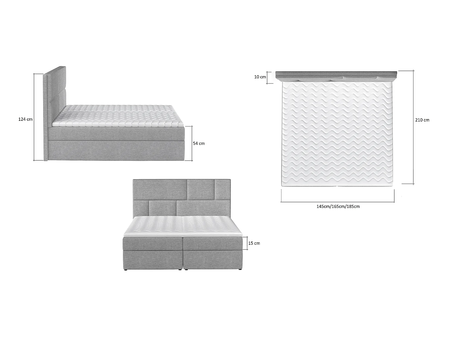 Box Spring Letto Limbardo L (180x200)/Tessuto-