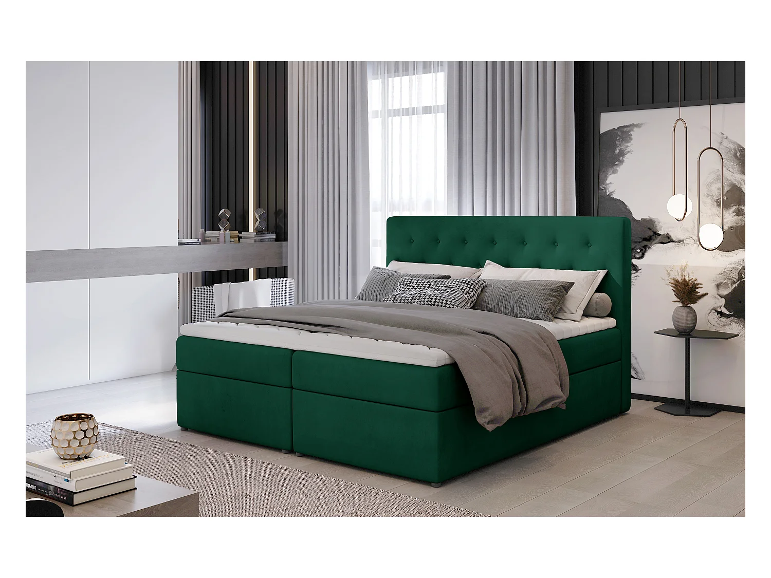 Box Spring Letto Christine M (160x200)/Tessuto-