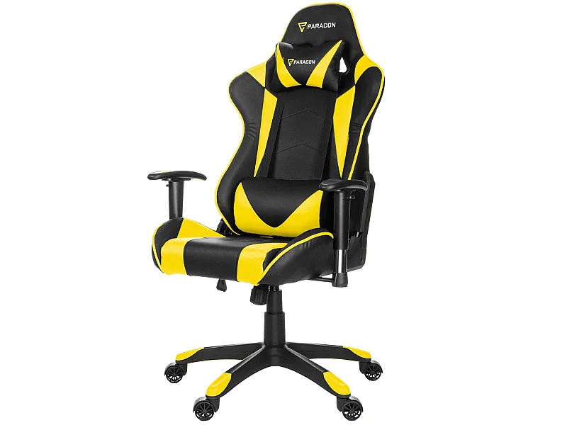 Paracon Knight Fauteuil de gamer avec oreiller cervical et soutien lombaire, jaunes.