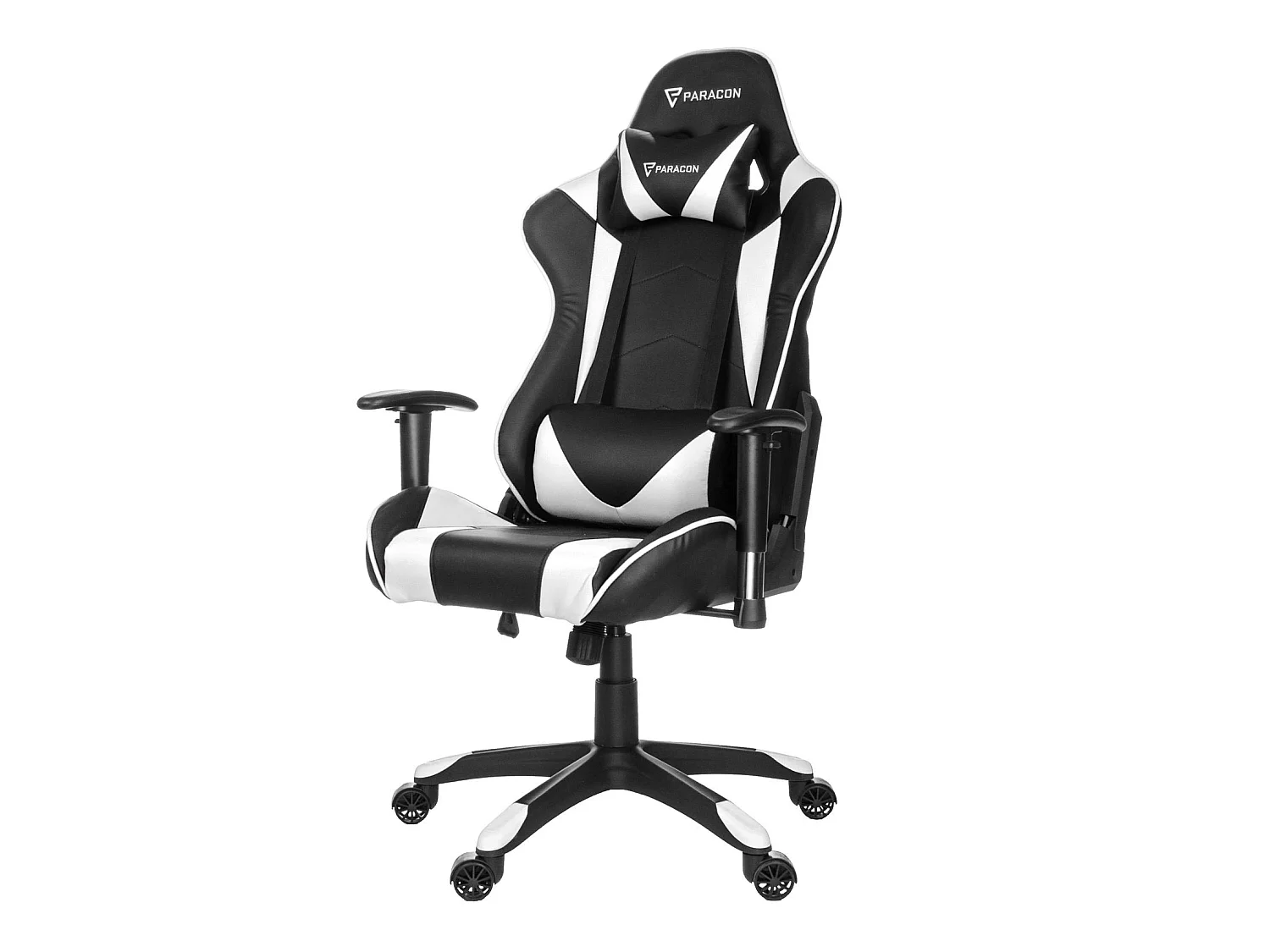Paracon Knight Fauteuil de gamer avec oreiller cervical et soutien lombaire, blanc.