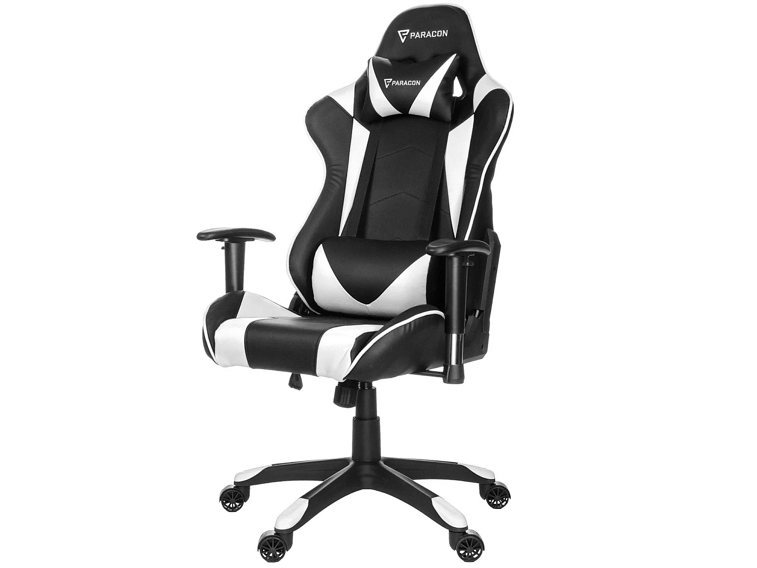 Paracon Knight Fauteuil de gamer avec oreiller cervical et soutien lombaire, blanc.