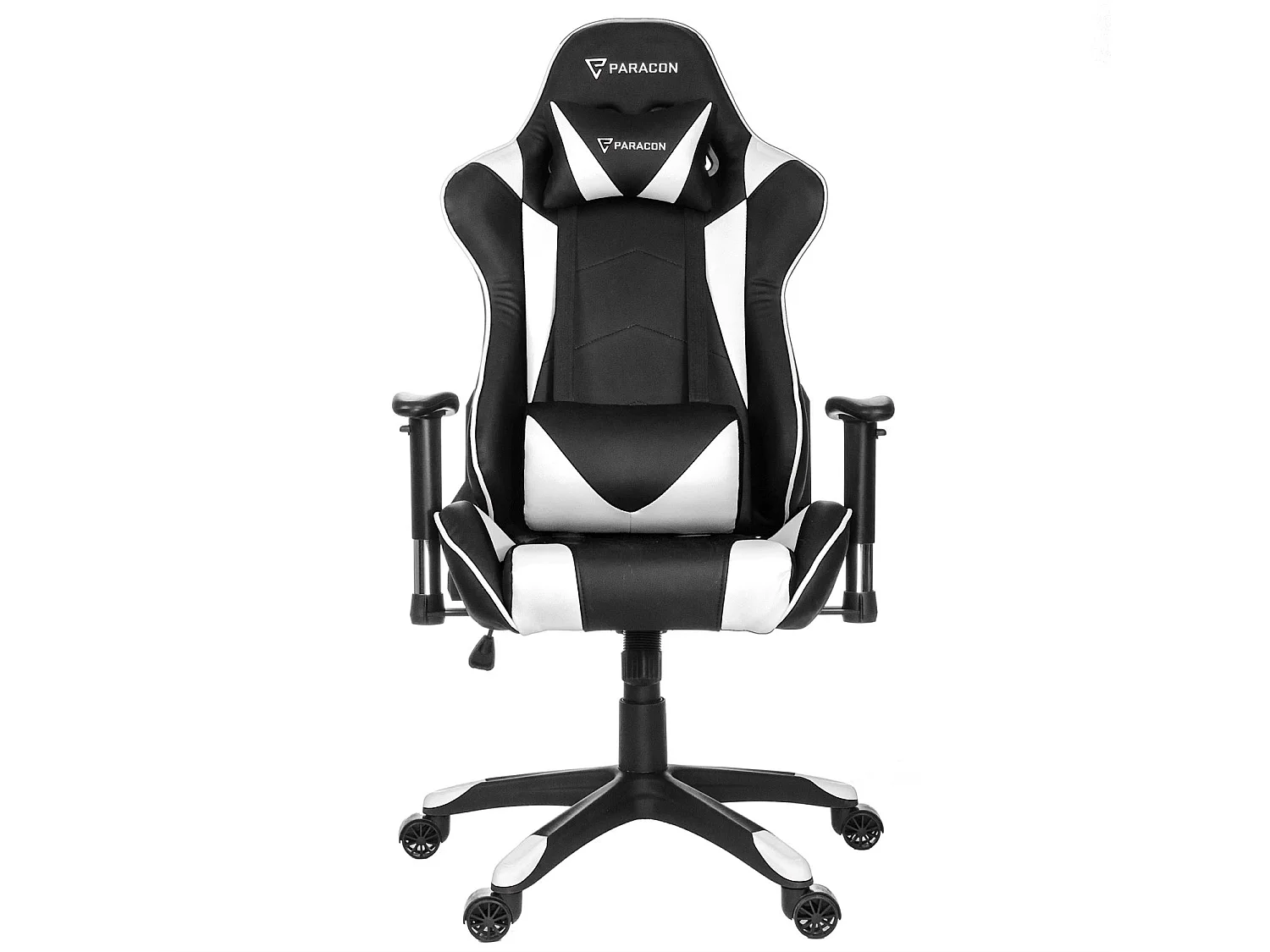 Paracon Knight Fauteuil de gamer avec oreiller cervical et soutien lombaire, blanc.