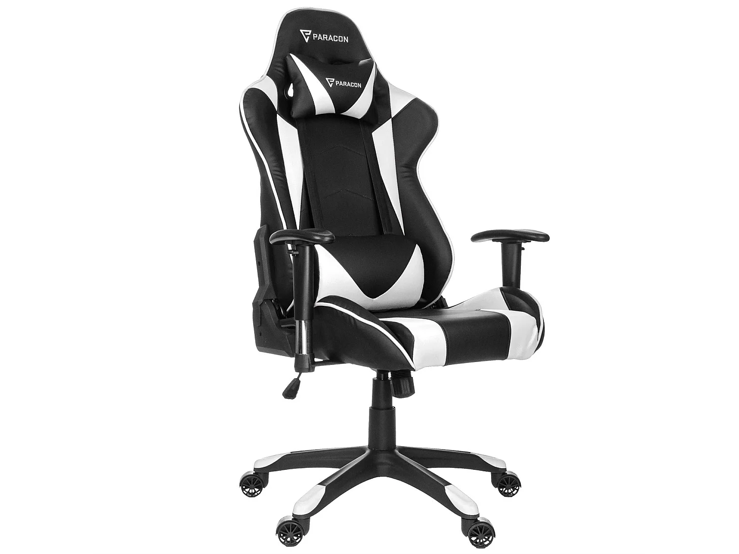 Paracon Knight Fauteuil de gamer avec oreiller cervical et soutien lombaire, blanc.