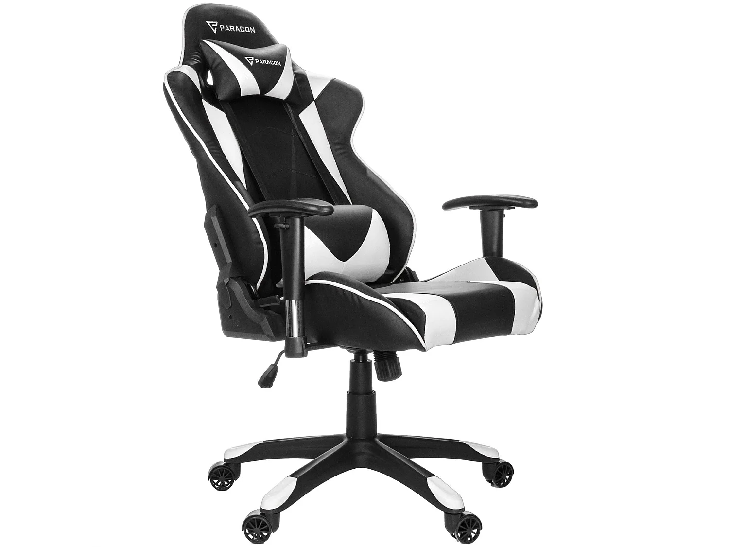 Paracon Knight Fauteuil de gamer avec oreiller cervical et soutien lombaire, blanc.
