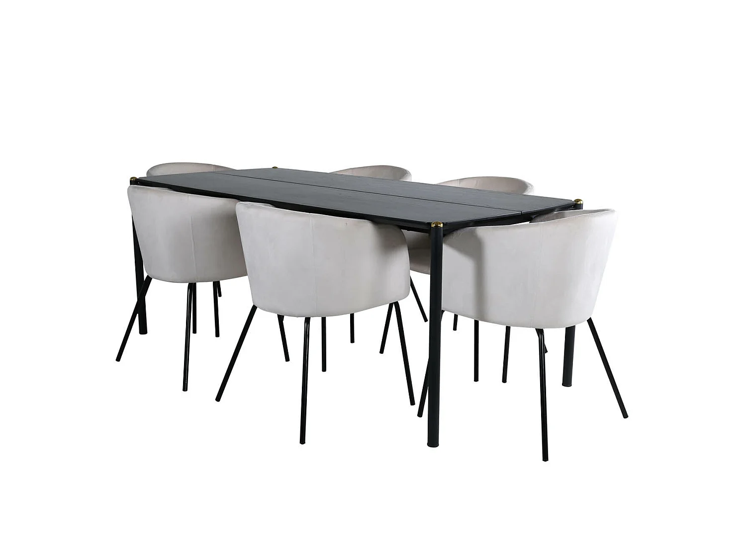 Pelle ensemble table, table noir et 6 Berit chaises Velours beige.