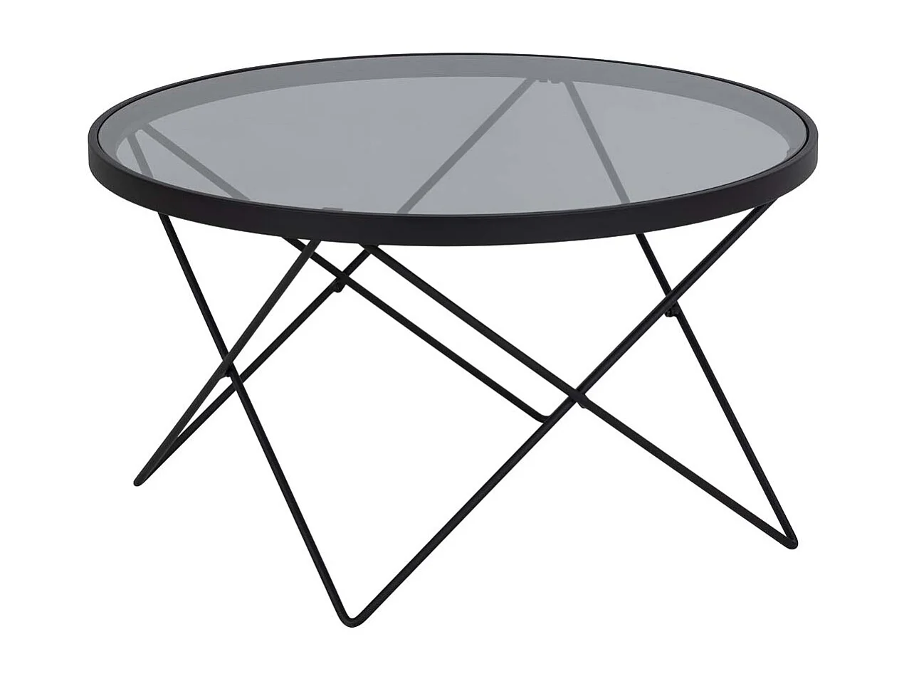 Mesa de centro Cuxton cristal Ø80cm gris.