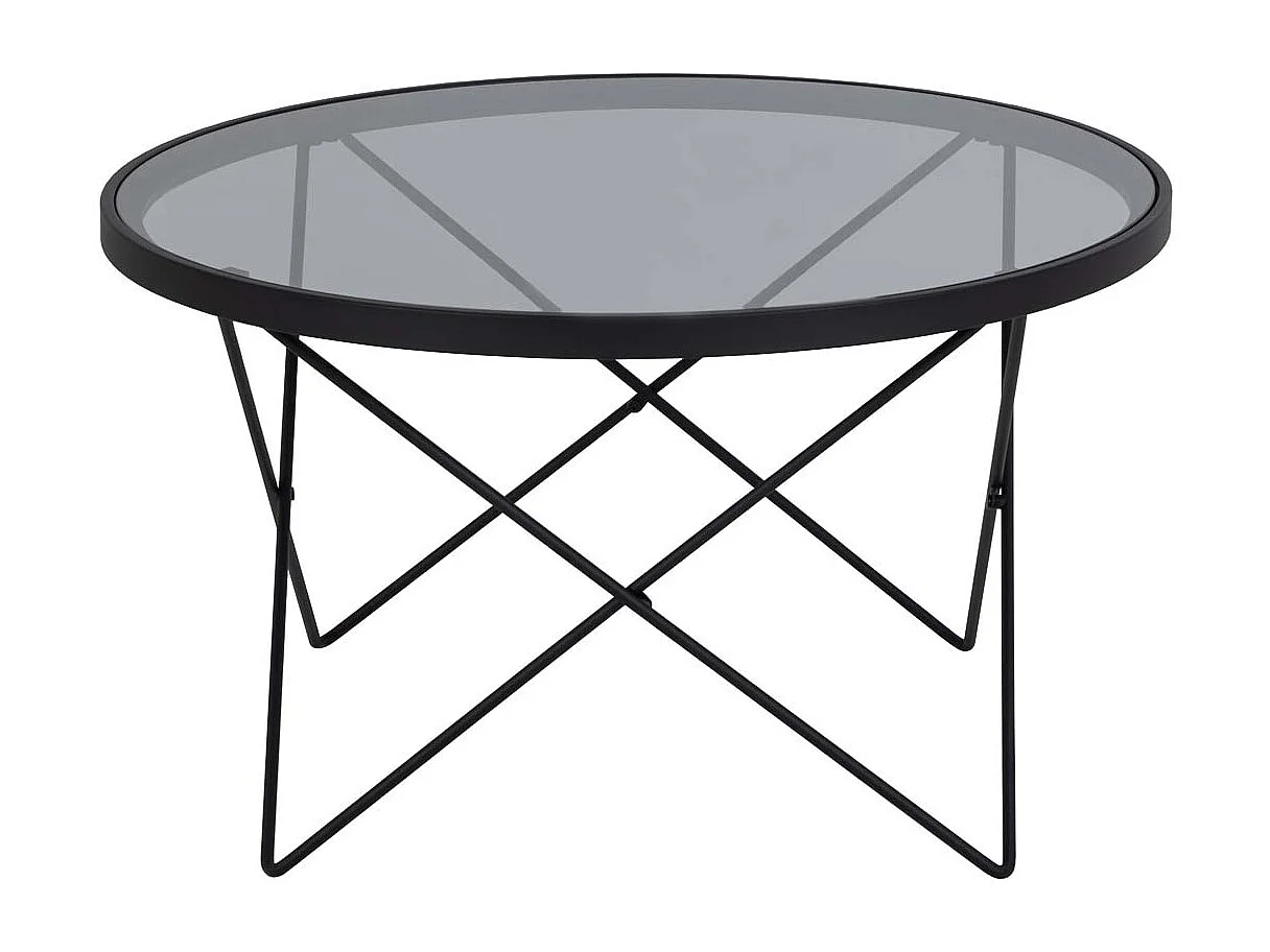 Mesa de centro Cuxton cristal Ø80cm gris.