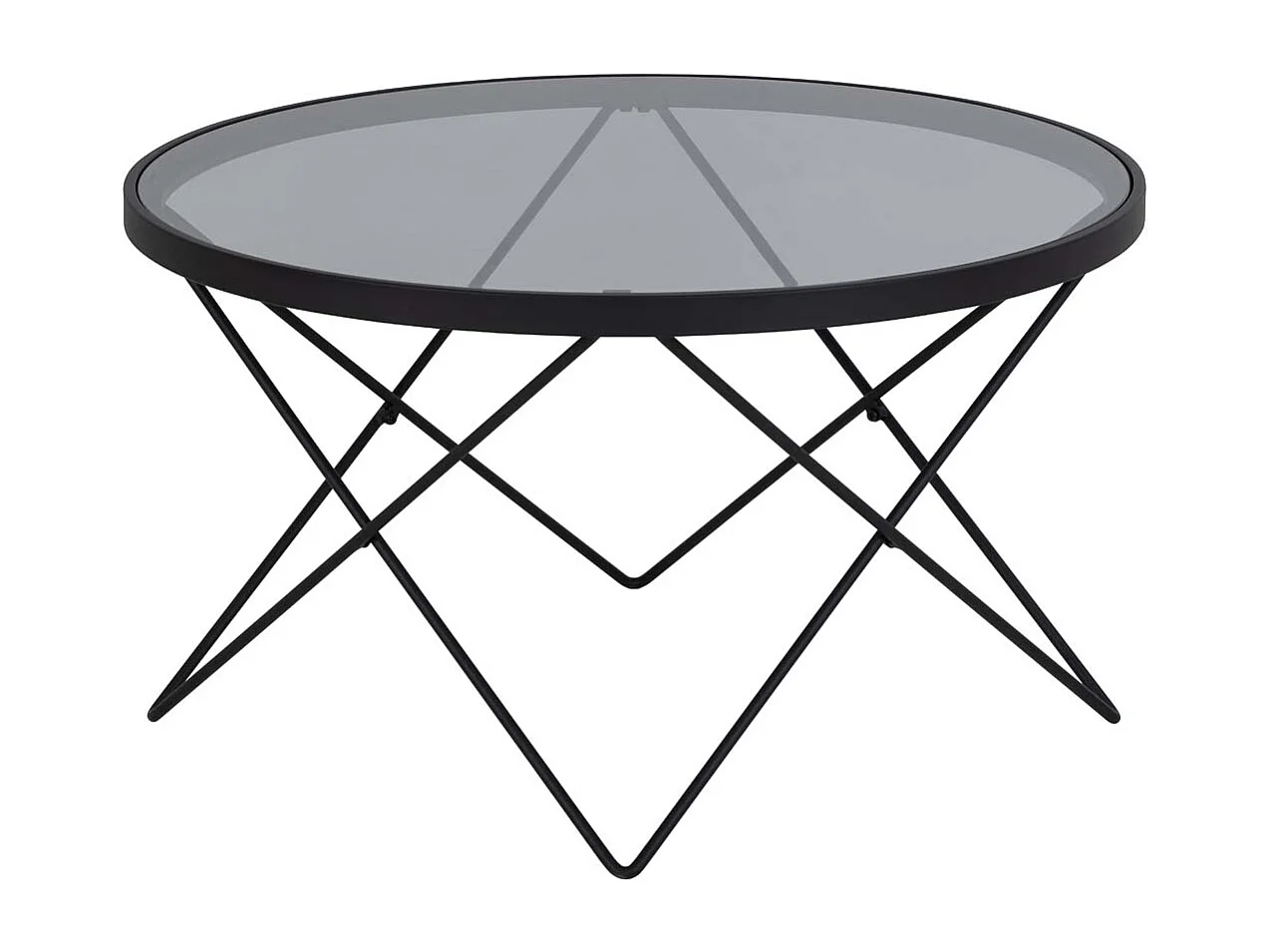 Mesa de centro Cuxton cristal Ø80cm gris.