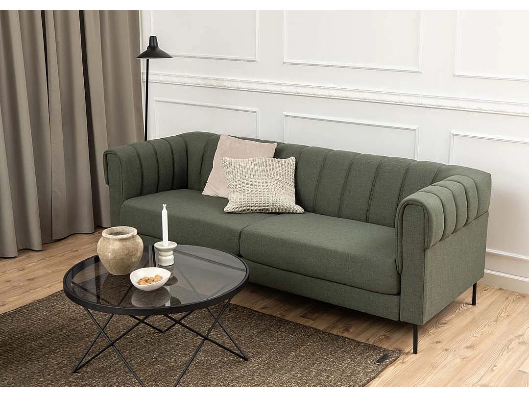 Mesa de centro Cuxton cristal Ø80cm gris.