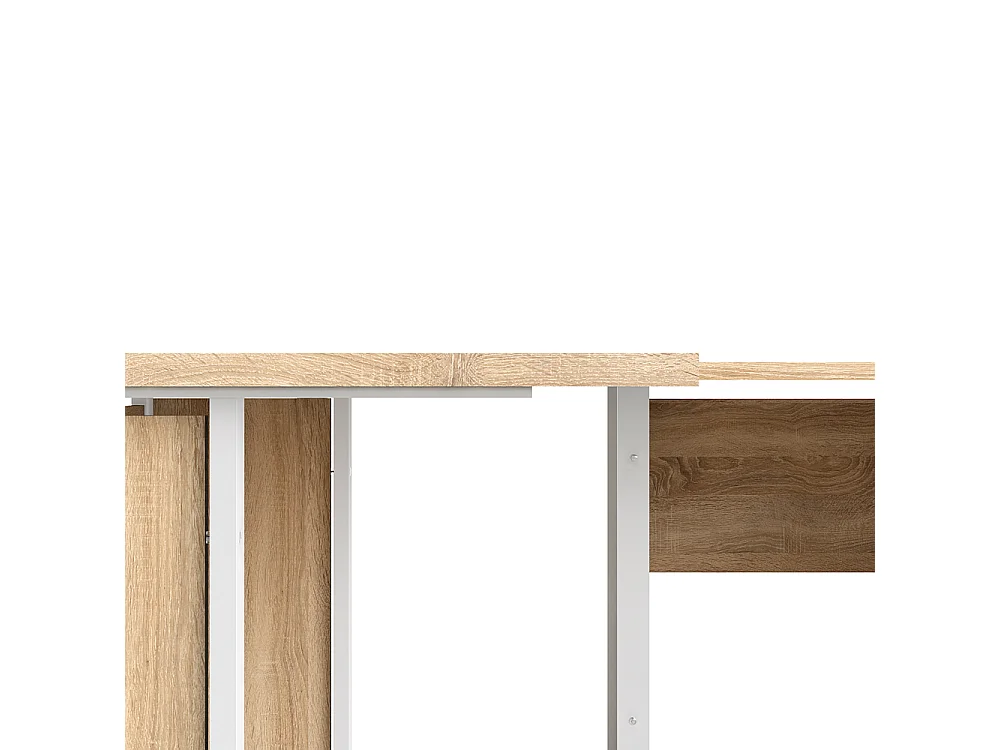 Prisme Eckschreibtisch mit Rollcontainer Eiche Dekor, weiss