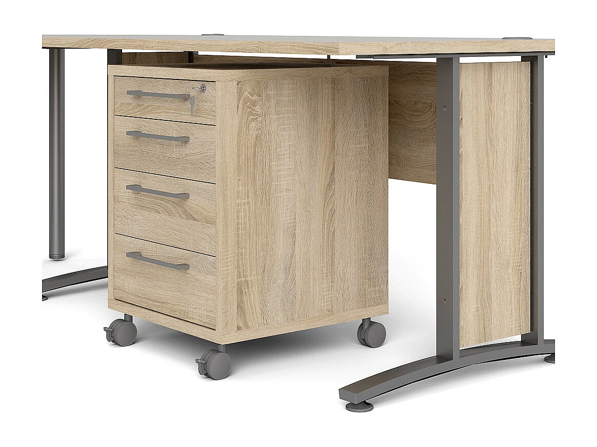 Prisme Eckschreibtisch 305 mit Rollcontainer Eiche Dekor