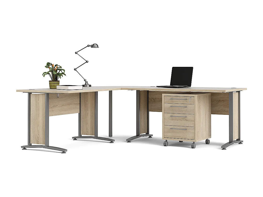 Prisme Eckschreibtisch 305 mit Rollcontainer Eiche Dekor