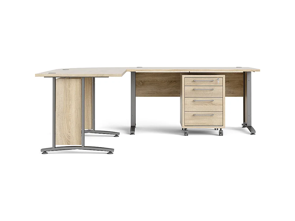Prisme Hoekbureau 305 met verrijdbaar onderstel, eiken decor