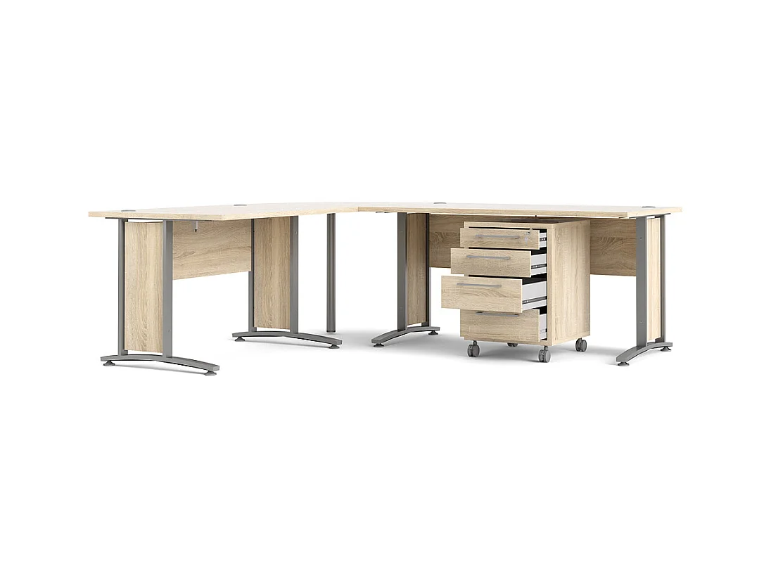 Prisme Hoekbureau 305 met verrijdbaar onderstel, eiken decor