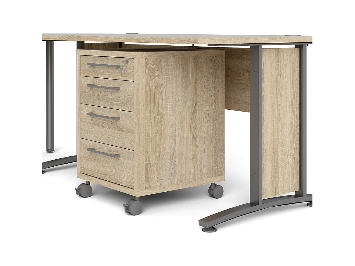 Prisme Hoekbureau 305 met verrijdbaar onderstel, eiken decor