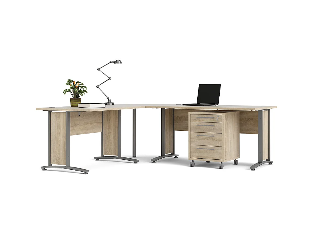 Prisme Hoekbureau 305 met verrijdbaar onderstel, eiken decor