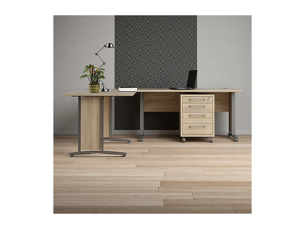 Prisme Hoekbureau 305 met verrijdbaar onderstel, eiken decor