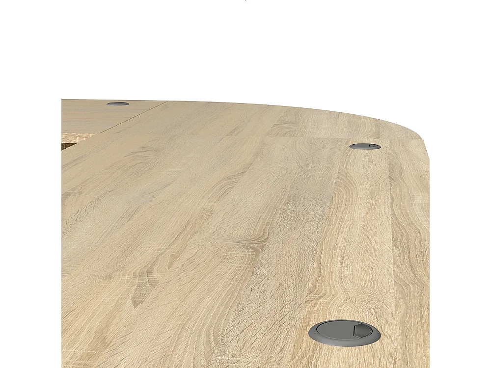 Prisme Bureau d'angle 305 avec conteneur roulant, finition chêne.