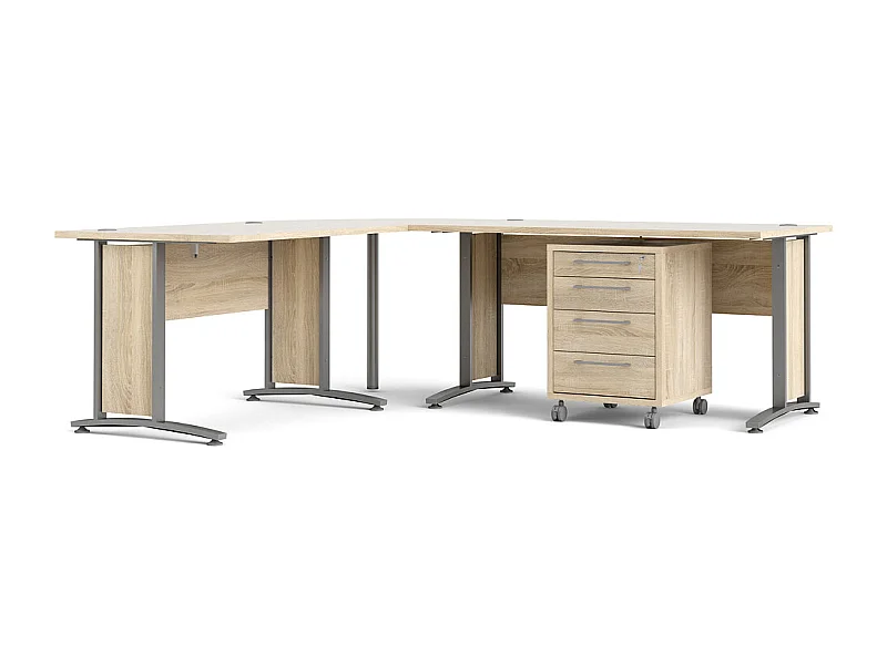 Prisme Hoekbureau 305 met verrijdbaar onderstel, eiken decor