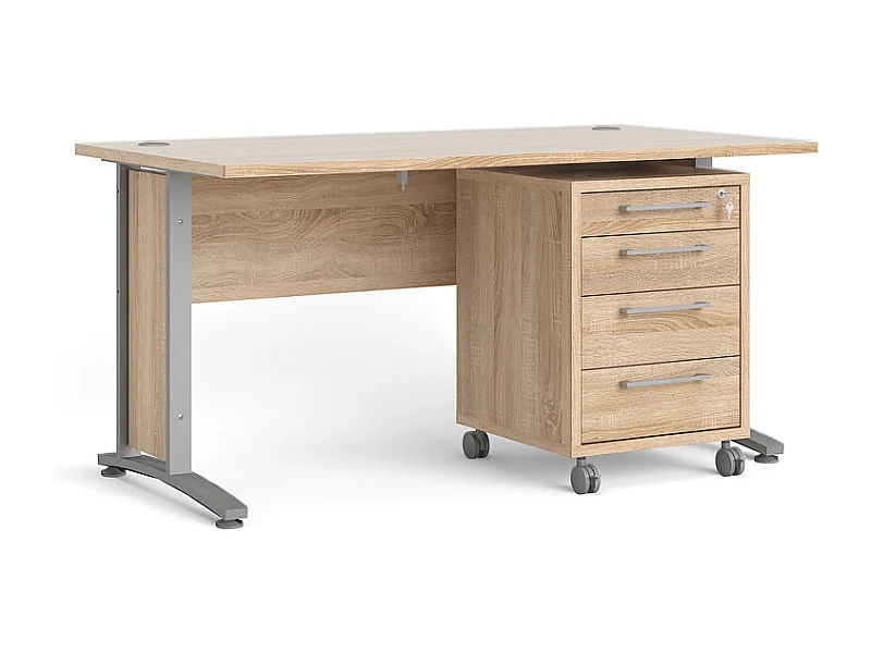 Prisme Schreibtisch mit Rollcontainer Eiche Dekor