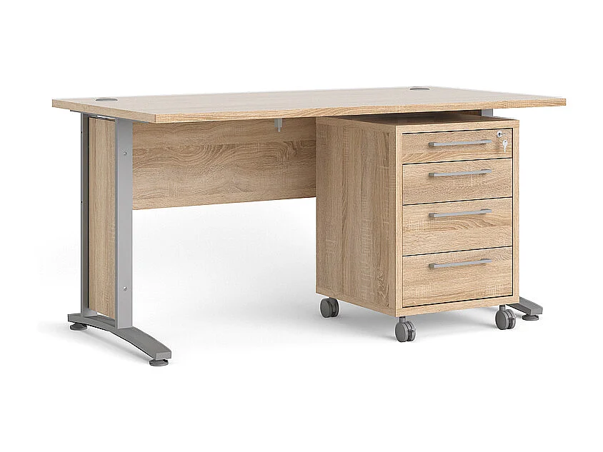 Prisme Schreibtisch mit Rollcontainer Eiche Dekor