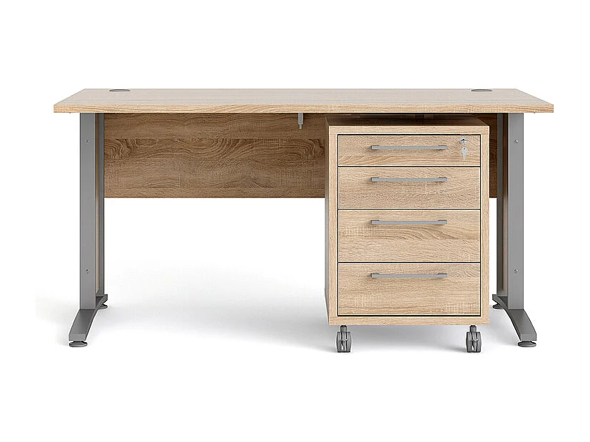 Prisme Schreibtisch mit Rollcontainer Eiche Dekor