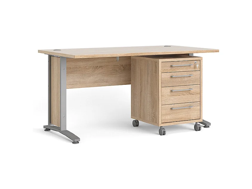 Prisme Bureau met verrijdbaar onderstel, eiken decor