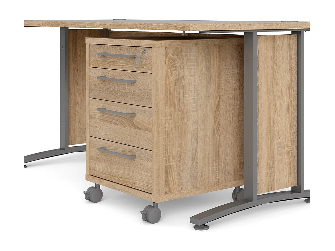 Prisme Bureau met verrijdbaar onderstel, eiken decor