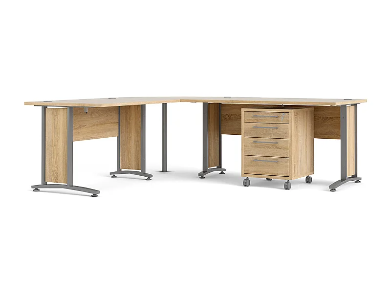 Prisme Eckschreibtisch 304 mit Rollcontainer Eiche Dekor