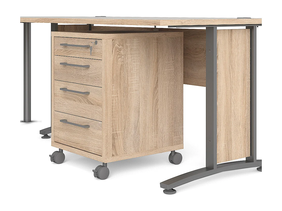 Prisme Hoekbureau 304 met verrijdbaar onderstel, eiken decor