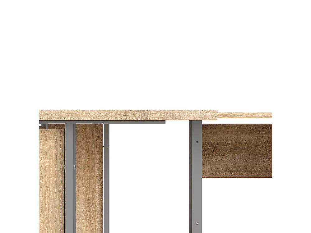 Prisme Bureau d'angle 304 avec conteneur roulant, finition chêne.