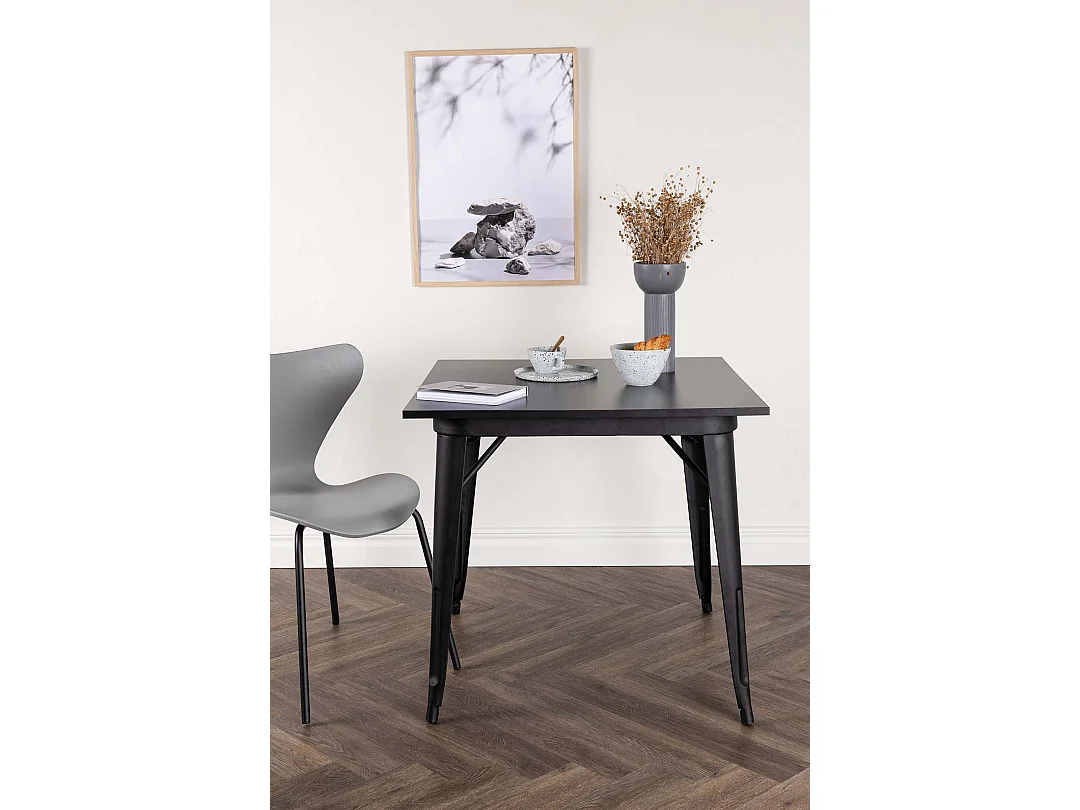 Table à Manger Carrée "Tempe" 80cm Noir